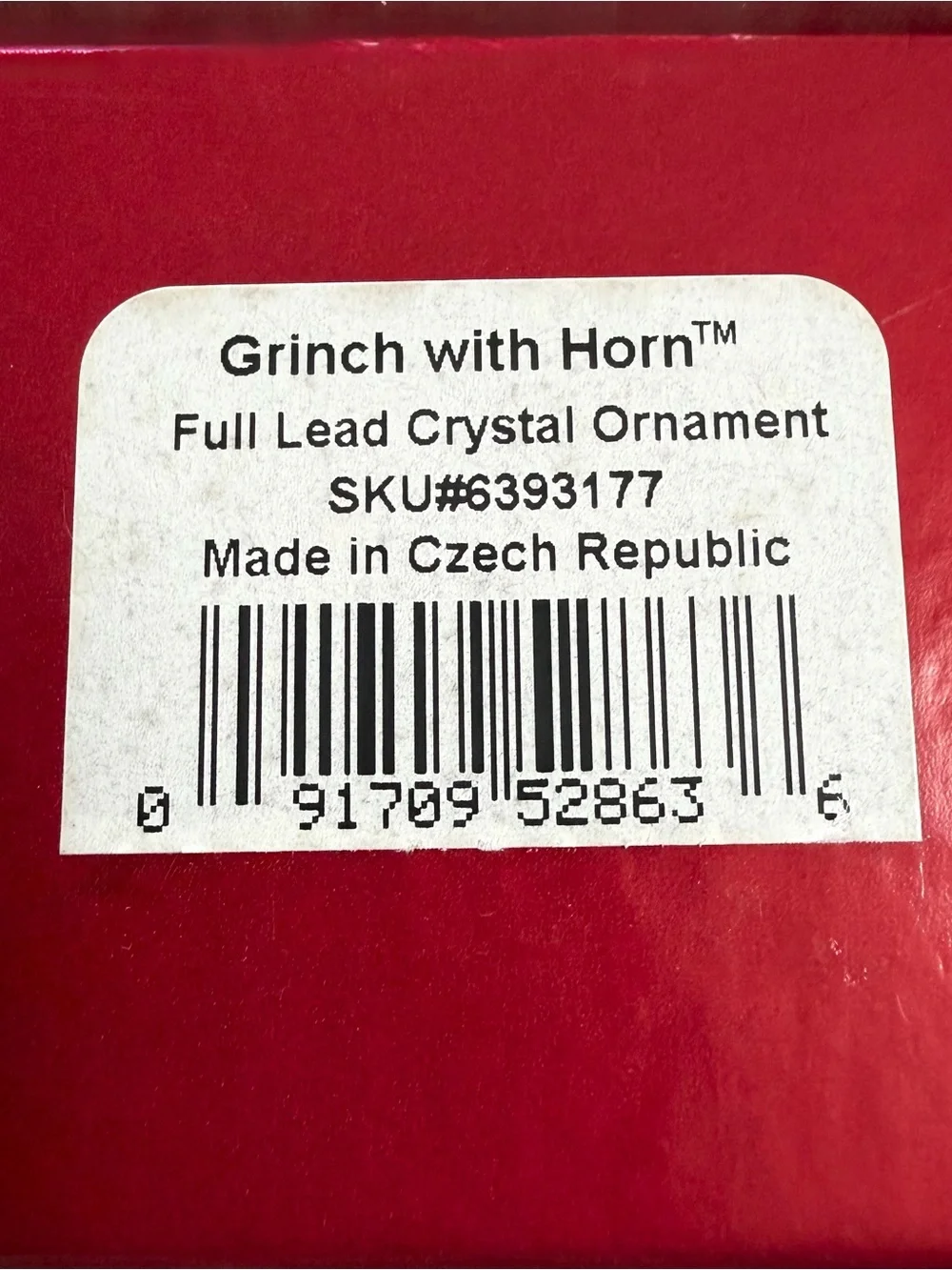 Lenox Dr. Seuss Grinch Blown Glass Crystal Christmas Ornament Horn 2004 NOS